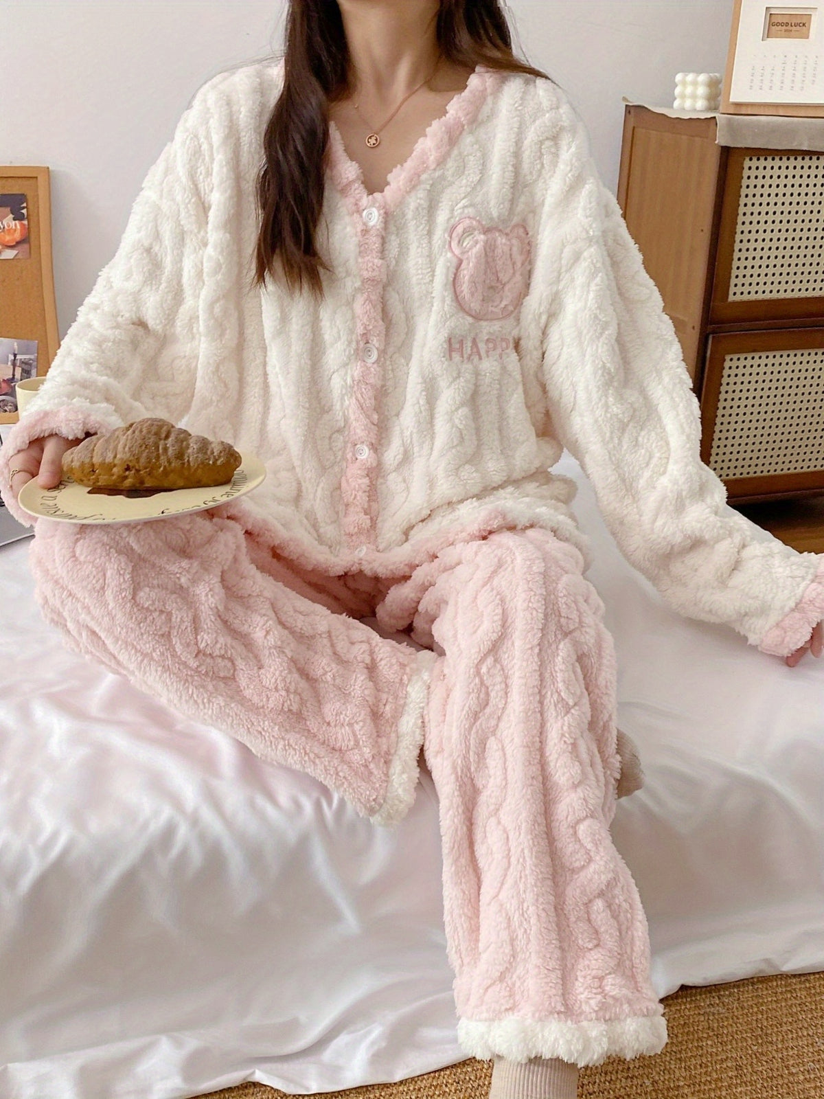 Pyjama grande taille, chaleur d'hiver, détail du tissu