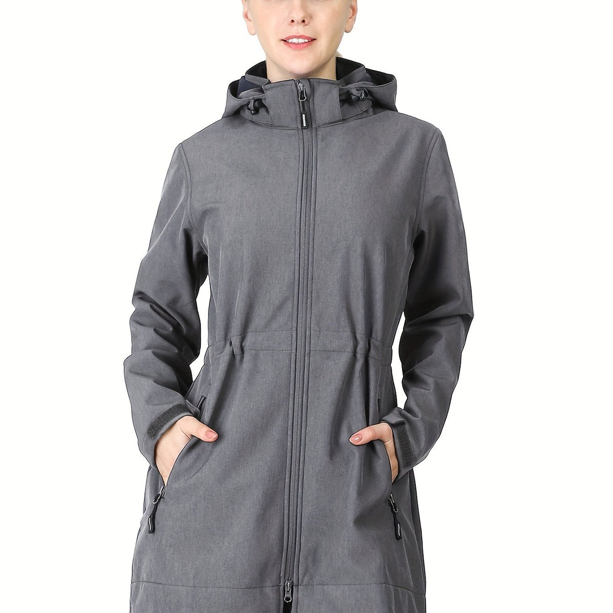 Veste grande taille, capuche, chaleur d'hiver, coupe-vent — composition : 96% Polyester, 4% Élasthanne