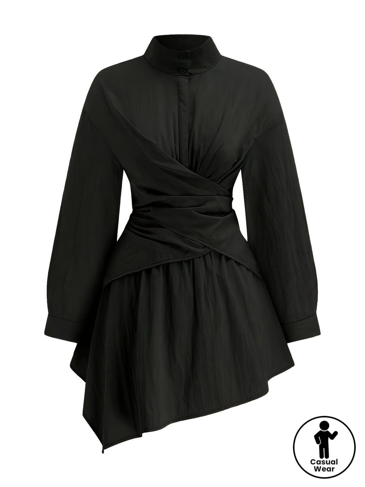 Robe grande taille, coupe ample, manches longues — matière : polyester Image