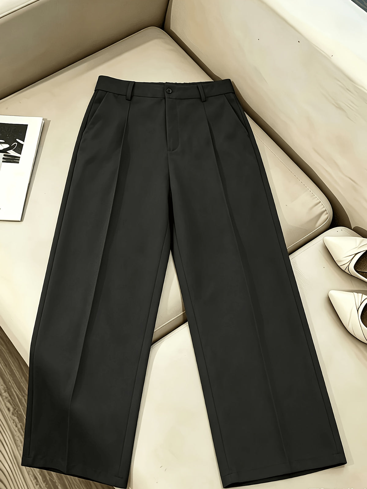 Pantalon grande taille, coupe droite, allure élégante — composition : 100% Polyester Image