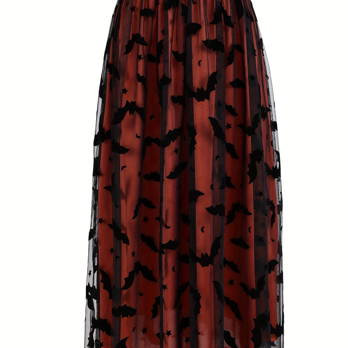 Jupe grande taille, coupe droite, longueur midi — matière : polyester