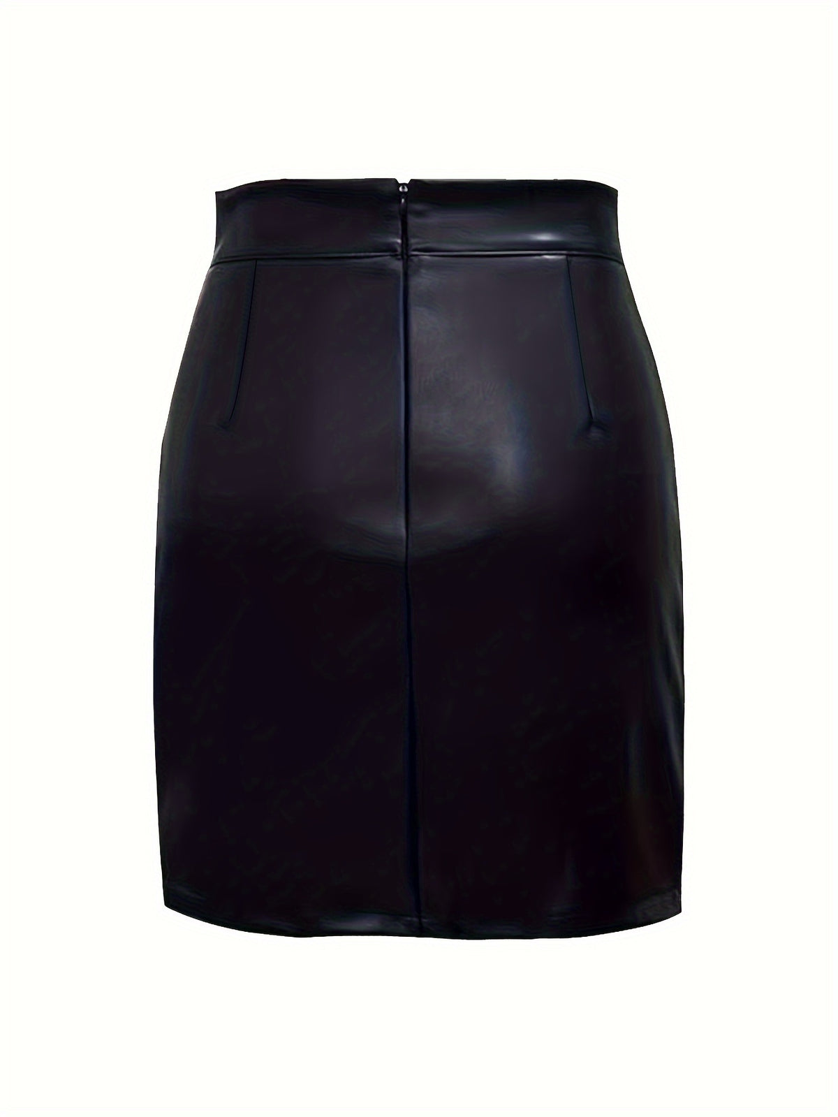 Jupe grande taille en cuir synthétique, allure cuir, chaleur d'hiver, porté de face