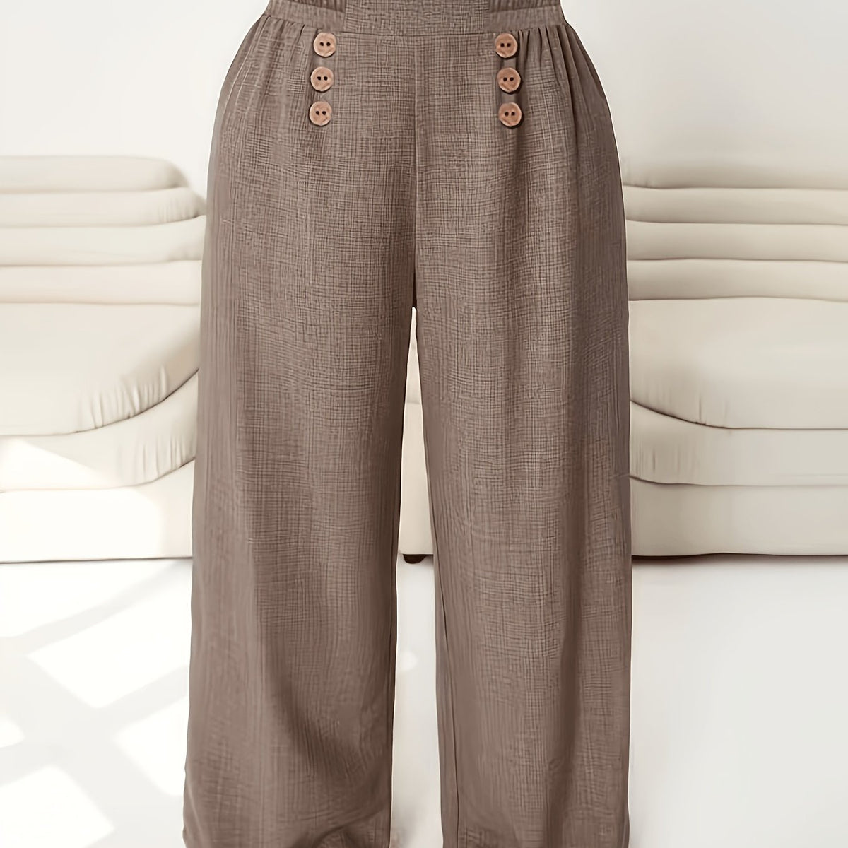 Pantalon grande taille, coupe évasée, doublure — matière : polyester