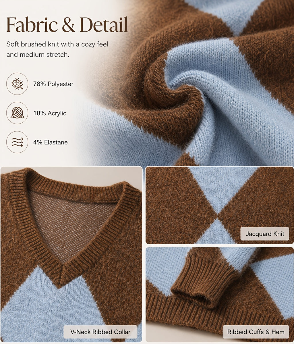 Pull grande taille en laine, coupe ample, col V, tenue chaude, tissu opaque