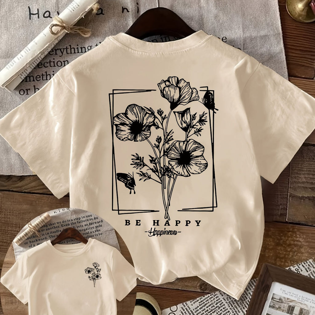 T-shirt grande taille à imprimé fleuri, coupe ample — matière : polyester