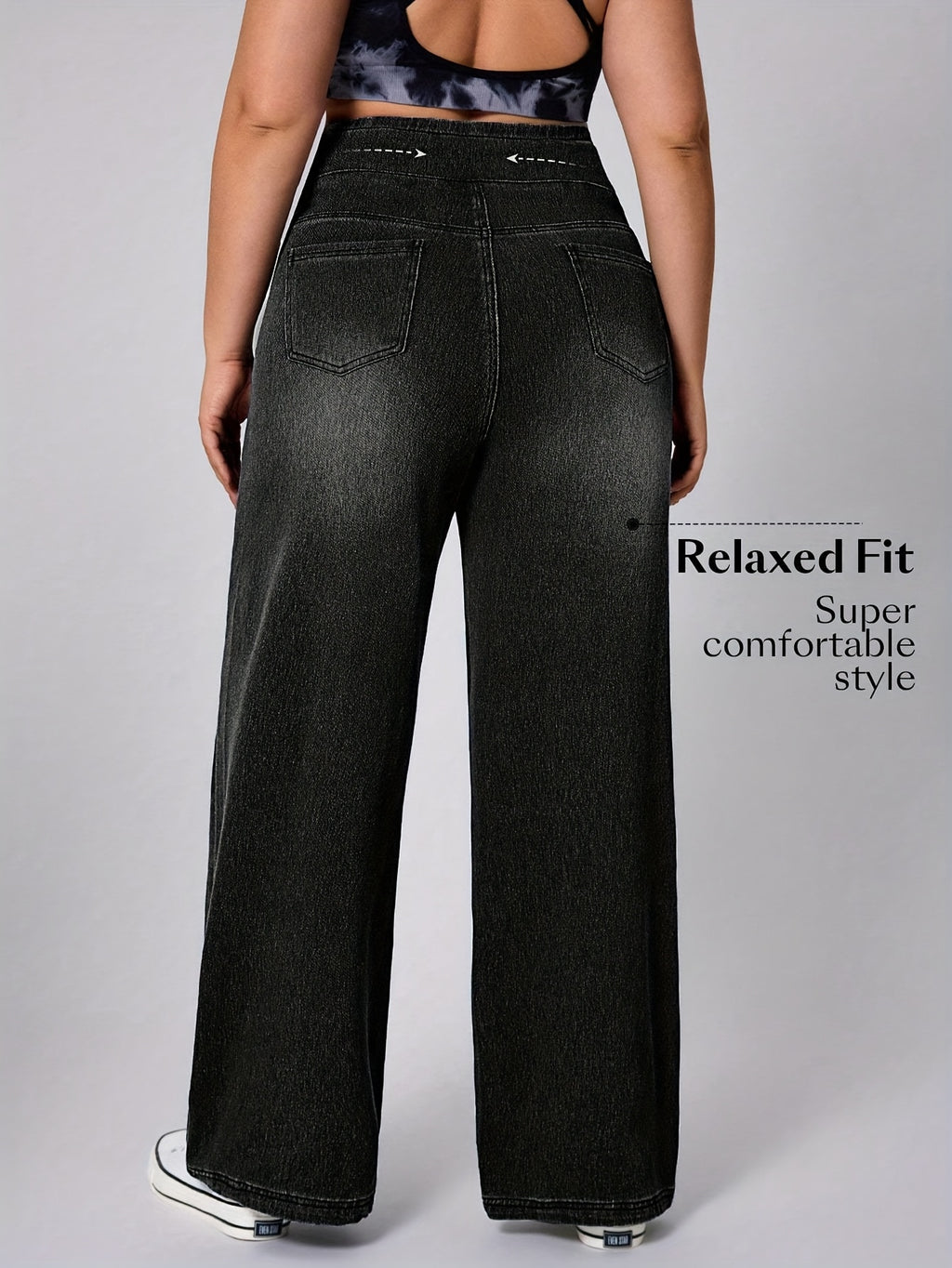 Pantalon grande taille, coupe droite, poches pratiques, toucher naturel, mise en situation