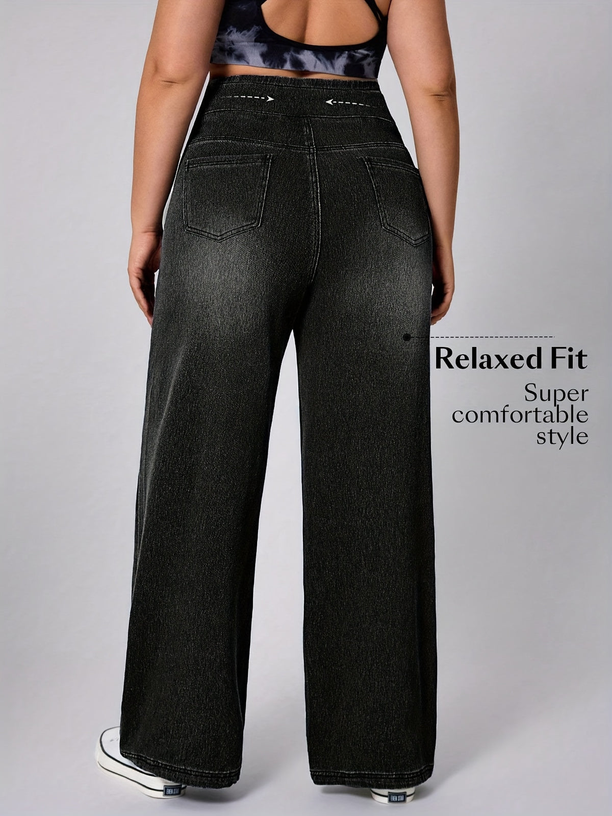 Pantalon grande taille, coupe droite, poches pratiques, toucher naturel, mise en situation