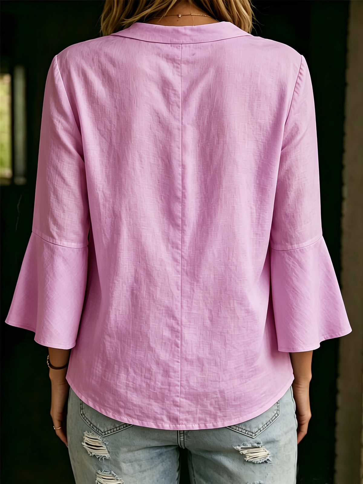 Top grande taille, coupe ample, col V, ligne nette, autre coloris