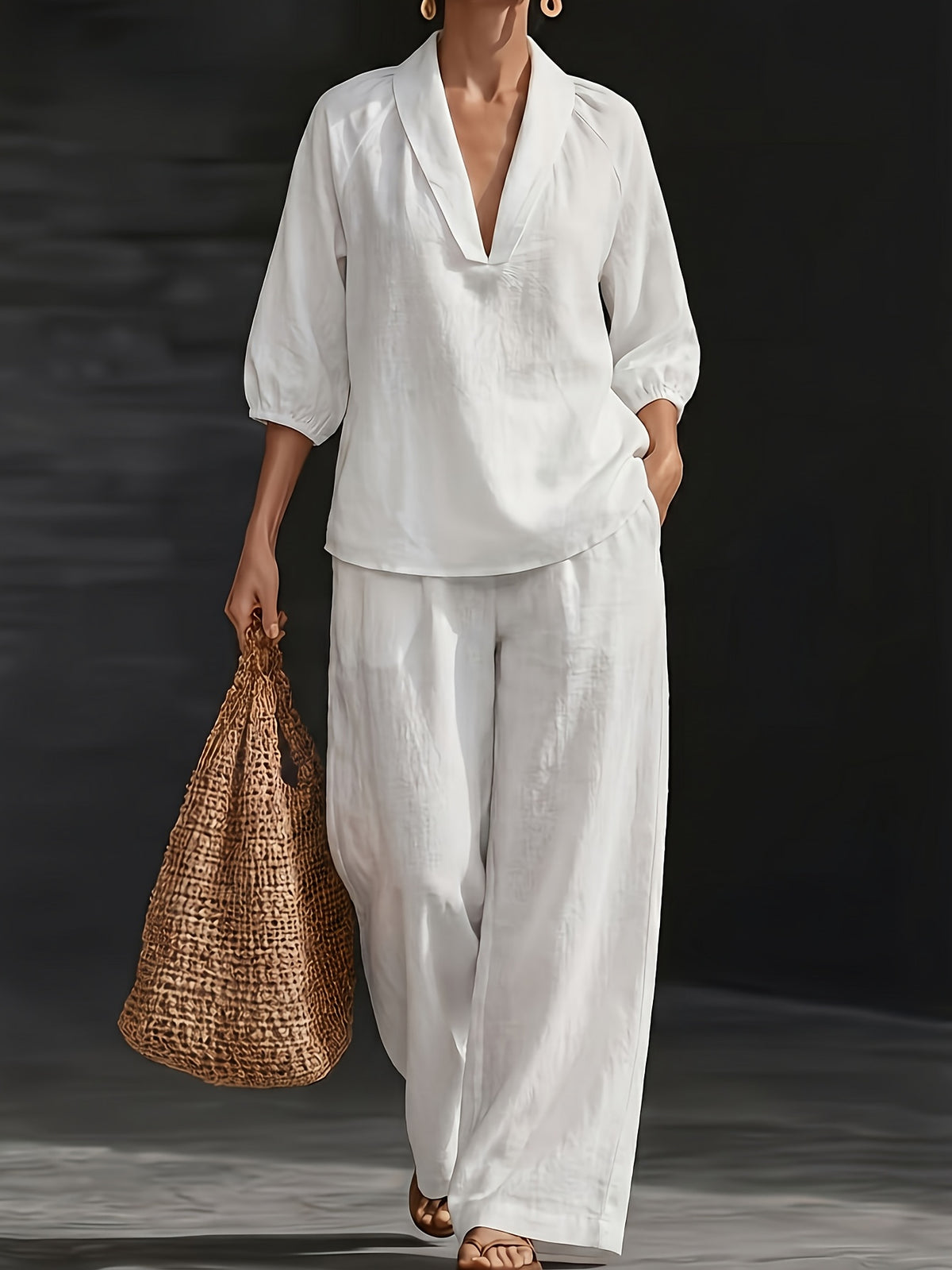 Ensemble grande taille, coupe ample, poches pratiques, toucher naturel Image