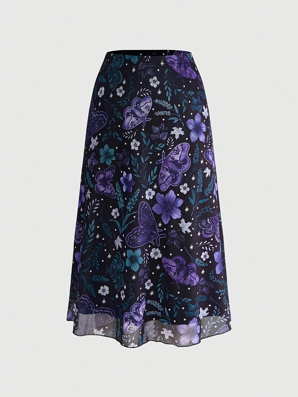 Jupe grande taille à imprimé fleuri, coupe droite, imprimé floral, visuel produit