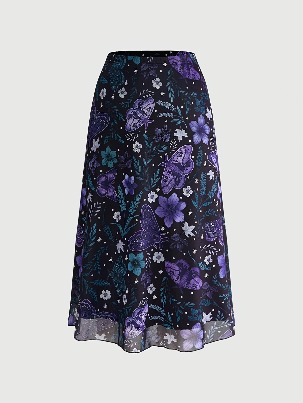 Jupe grande taille à imprimé fleuri, coupe droite, imprimé floral, visuel produit