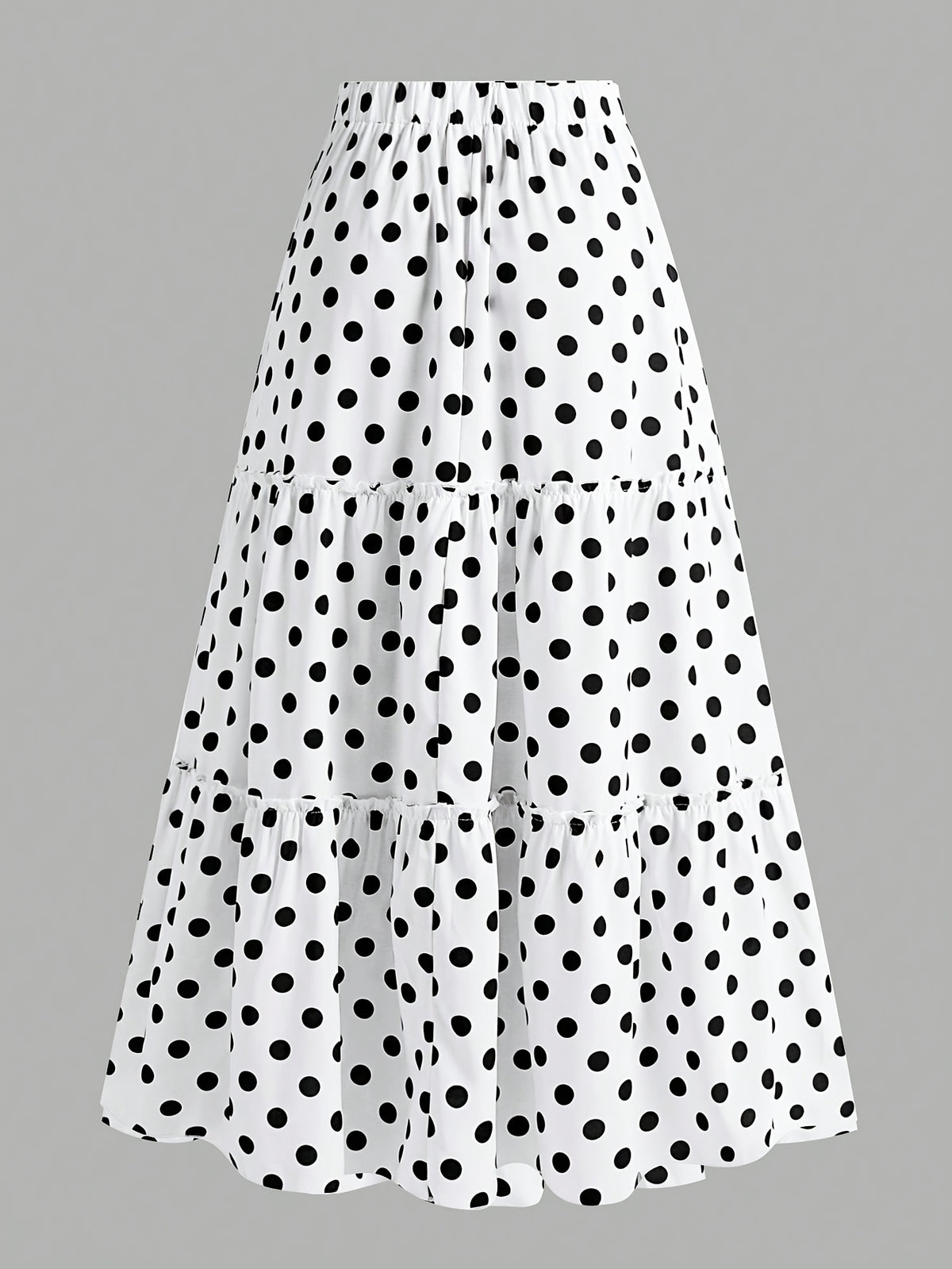 Jupe grande taille à pois, coupe évasée, volants Image