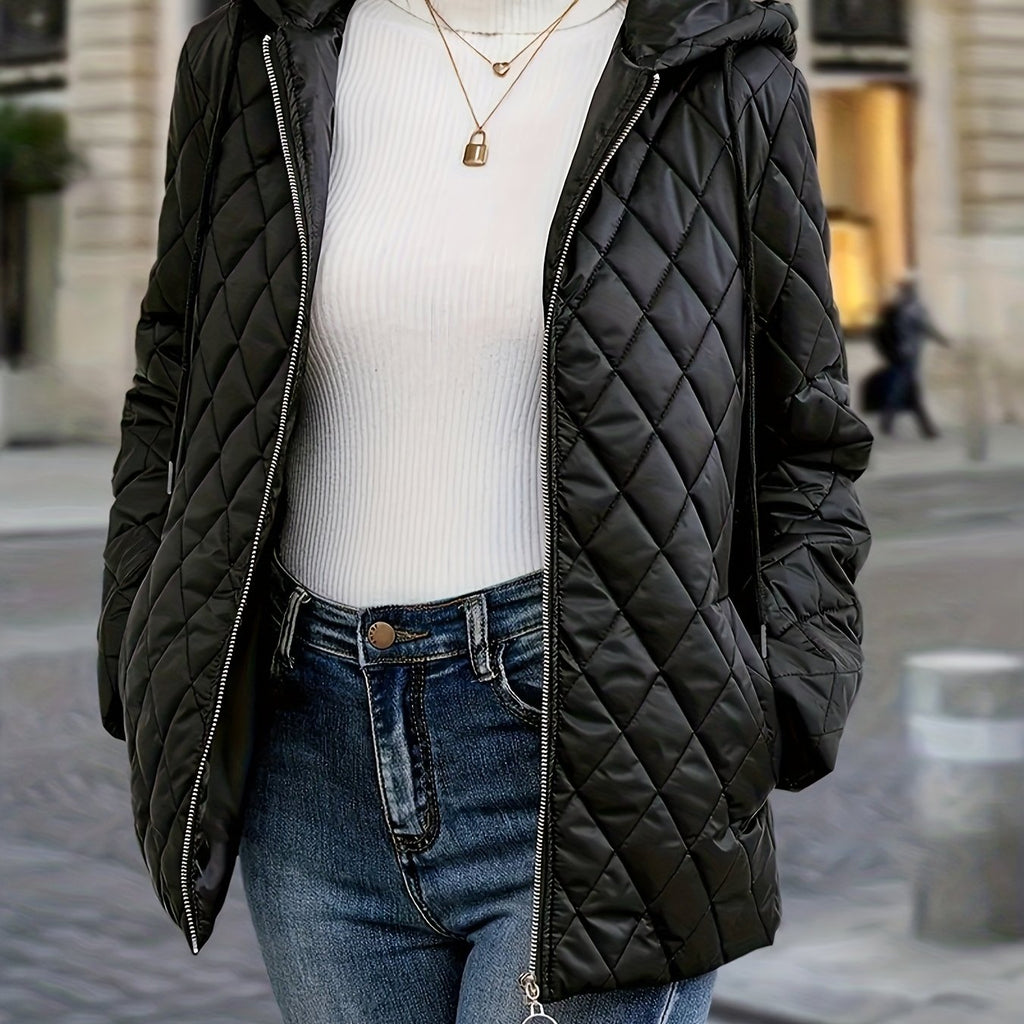 Veste grande taille, cordon de serrage, chaleur d'hiver — matière : polyester