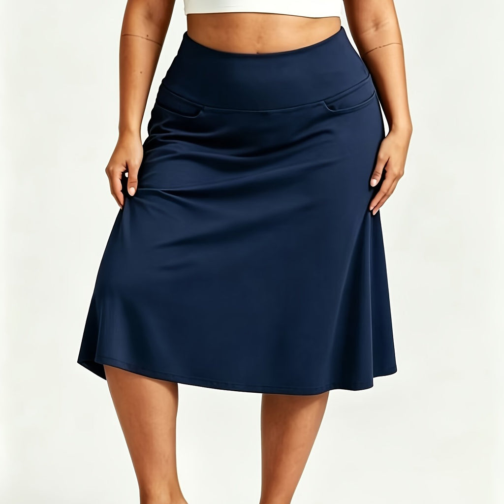 Jupe grande taille, poches plaquées, tissu opaque