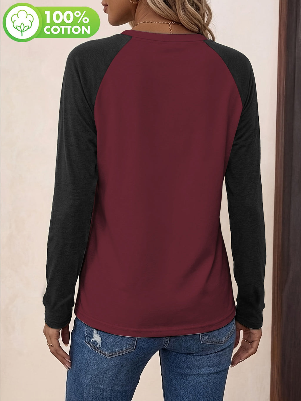 T-shirt grande taille, coupe ample, manches longues, toucher naturel, visuel produit