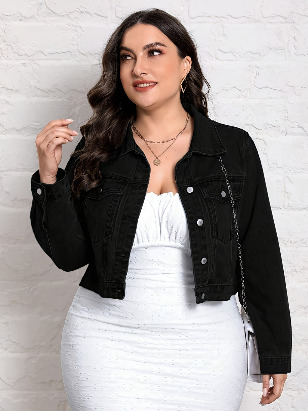 Veste grande taille, coupe oversize, col à revers, boutonnage, autre coloris