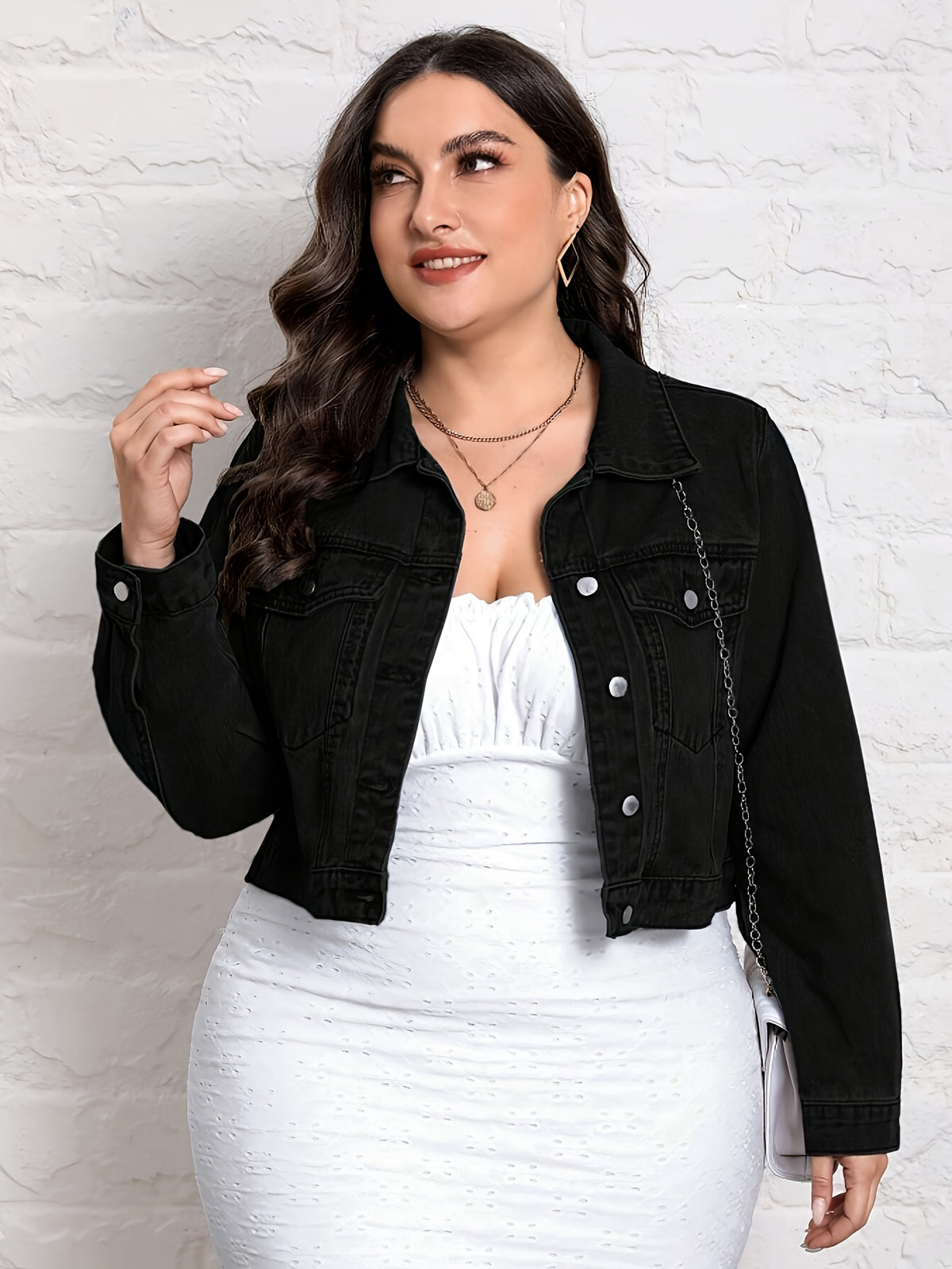 Veste grande taille, coupe oversize, col à revers, boutonnage, autre coloris