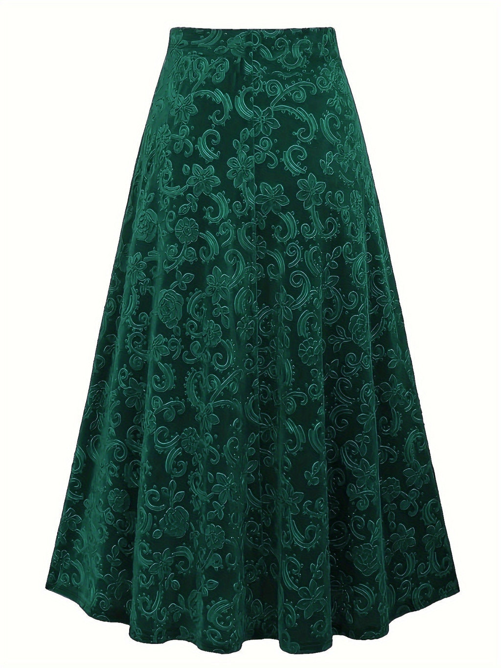 Jupe grande taille à imprimé fleuri, coupe droite, esprit décontracté, détail du tissu