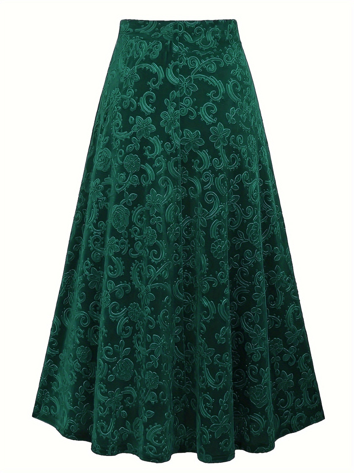 Jupe grande taille à imprimé fleuri, coupe droite, esprit décontracté, détail du tissu