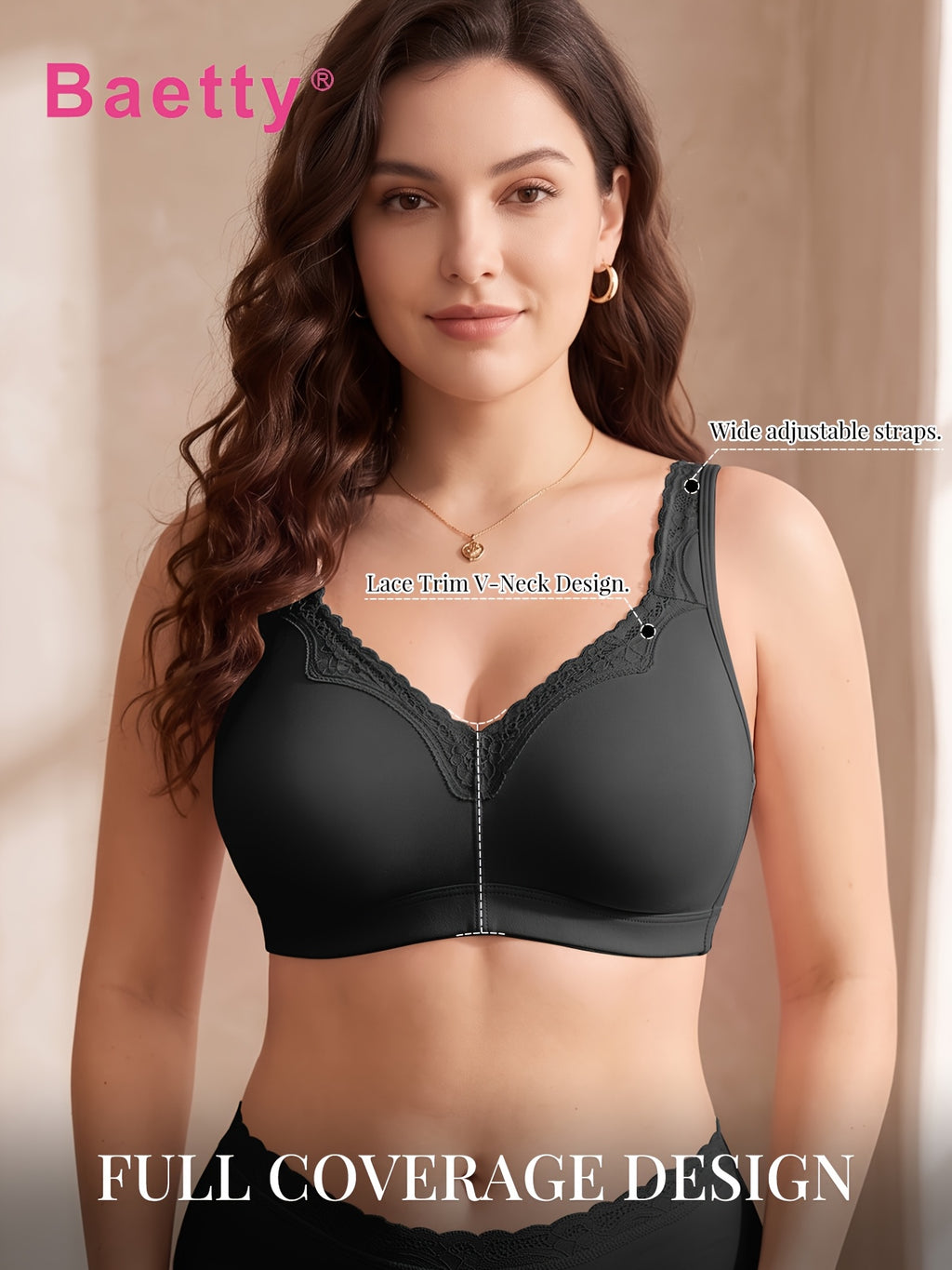 Soutien-gorge grande taille — Coton, feston de dentelle