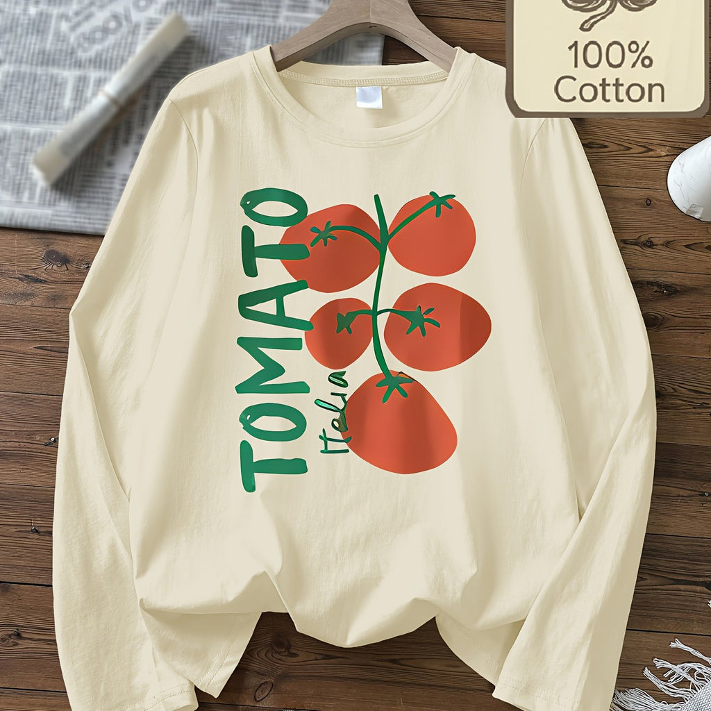 Top grande taille, col rond, manches longues, toucher naturel, détail du tissu