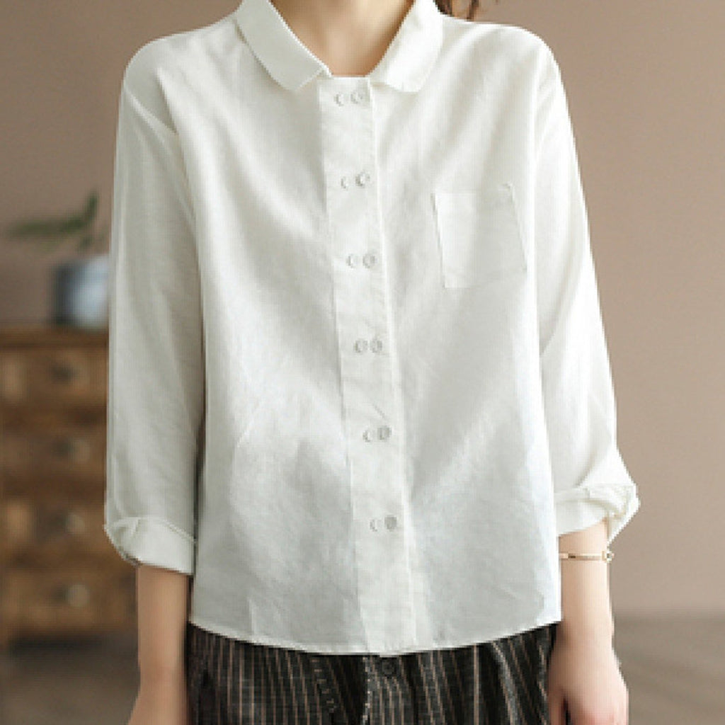 Chemise grande taille en lin, coupe ample, manches longues, tenue souple, tissu opaque