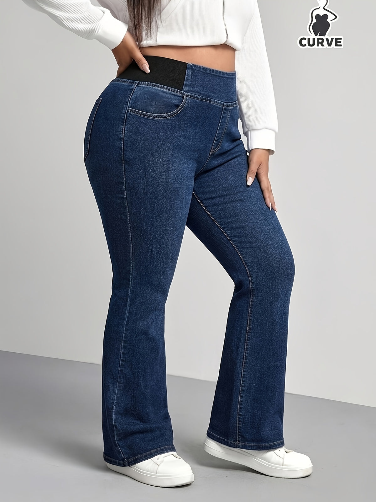 Jean grande taille, coupe oversize, doublure, tenue franche Image