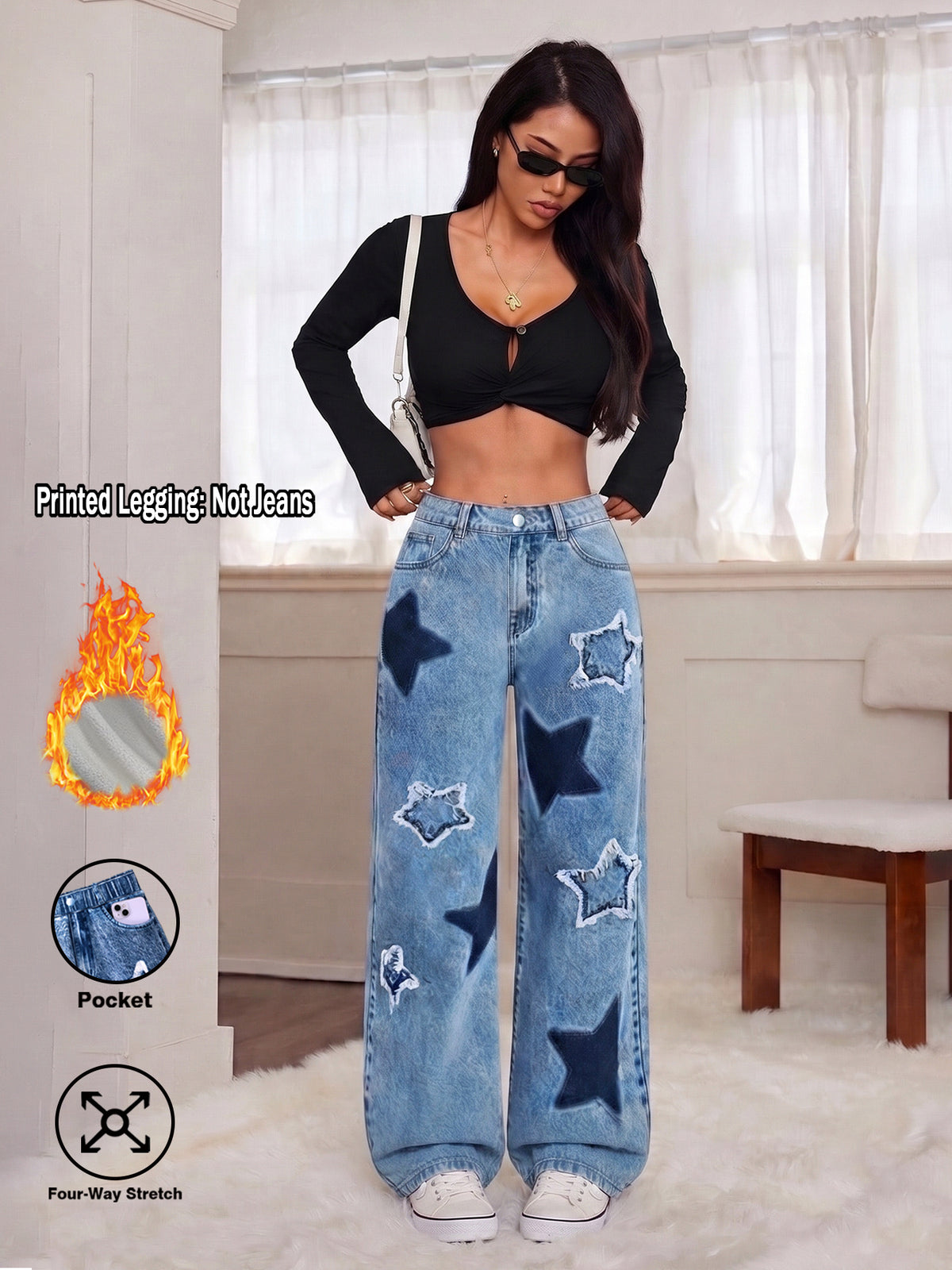 Pantalon grande taille, coupe ample, poches pratiques, tenue franche Image