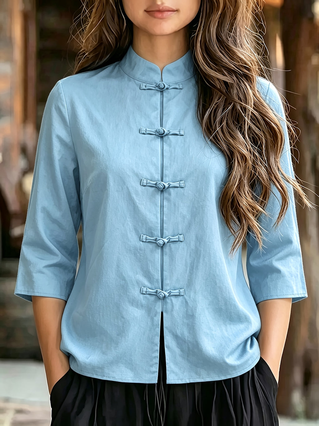 Chemise grande taille, dentelle contrastée, manches longues, toutes saisons, gros plan