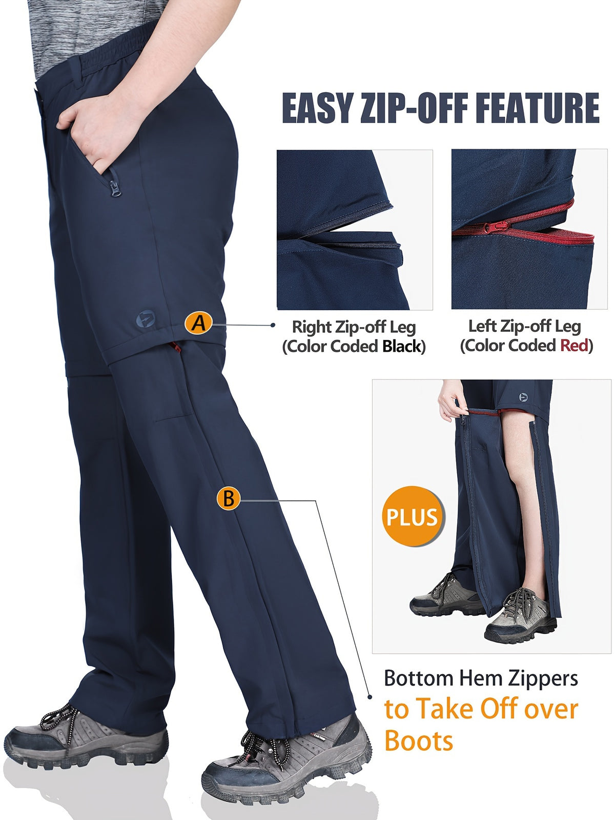 Pantalon grande taille, poches plaquées, fermeture zippée, vue de profil