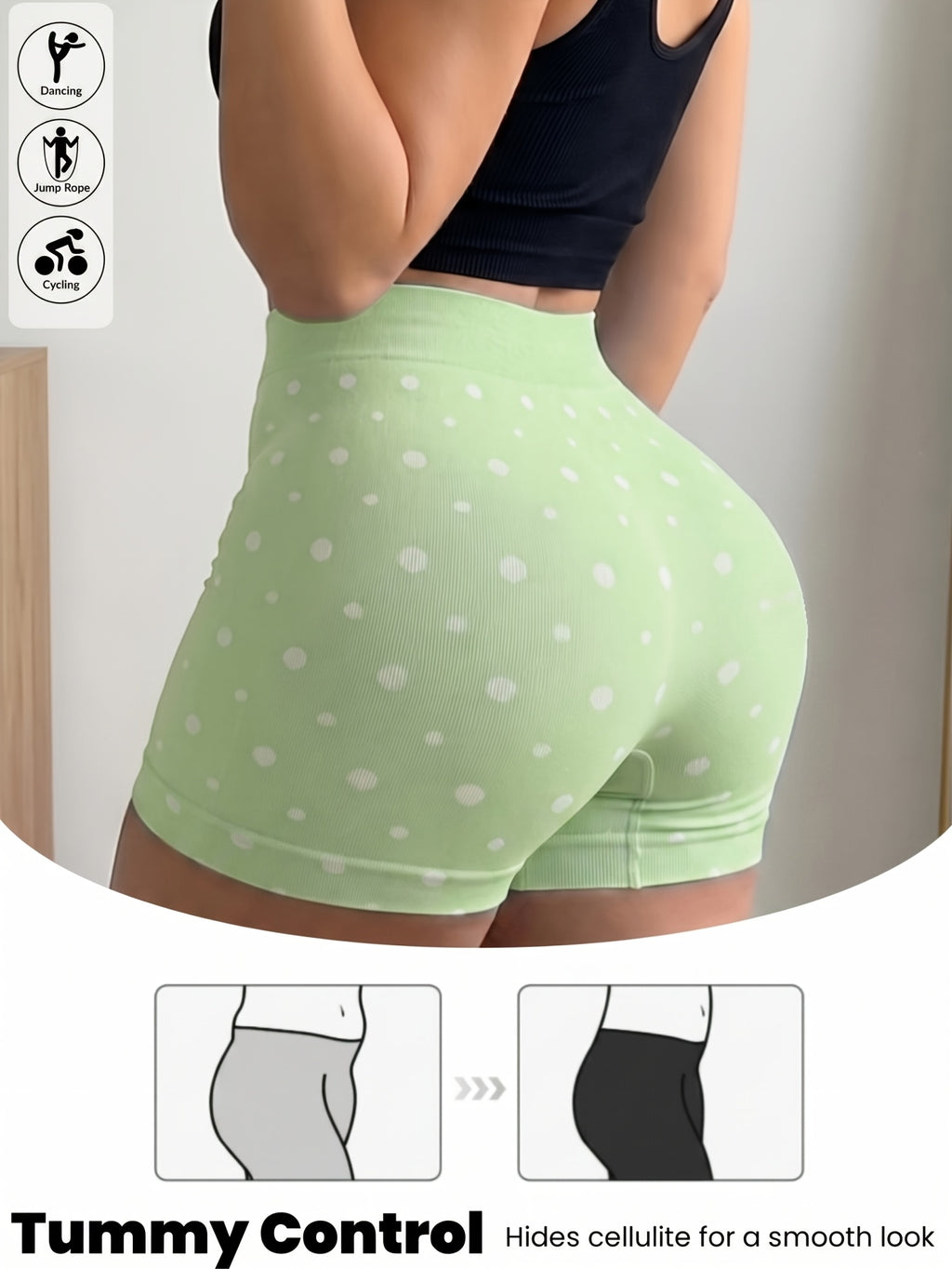 Culotte grande taille à pois, esprit décontracté, détail du tissu