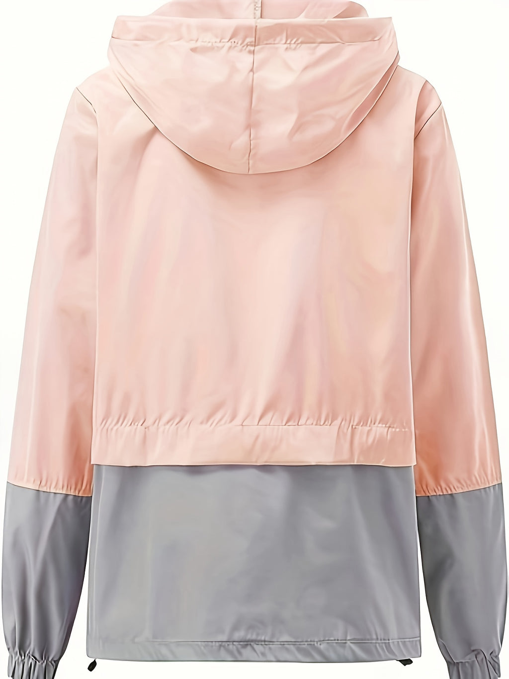 Veste grande taille, capuche, fermeture zippée, coupe-vent, vu de dos