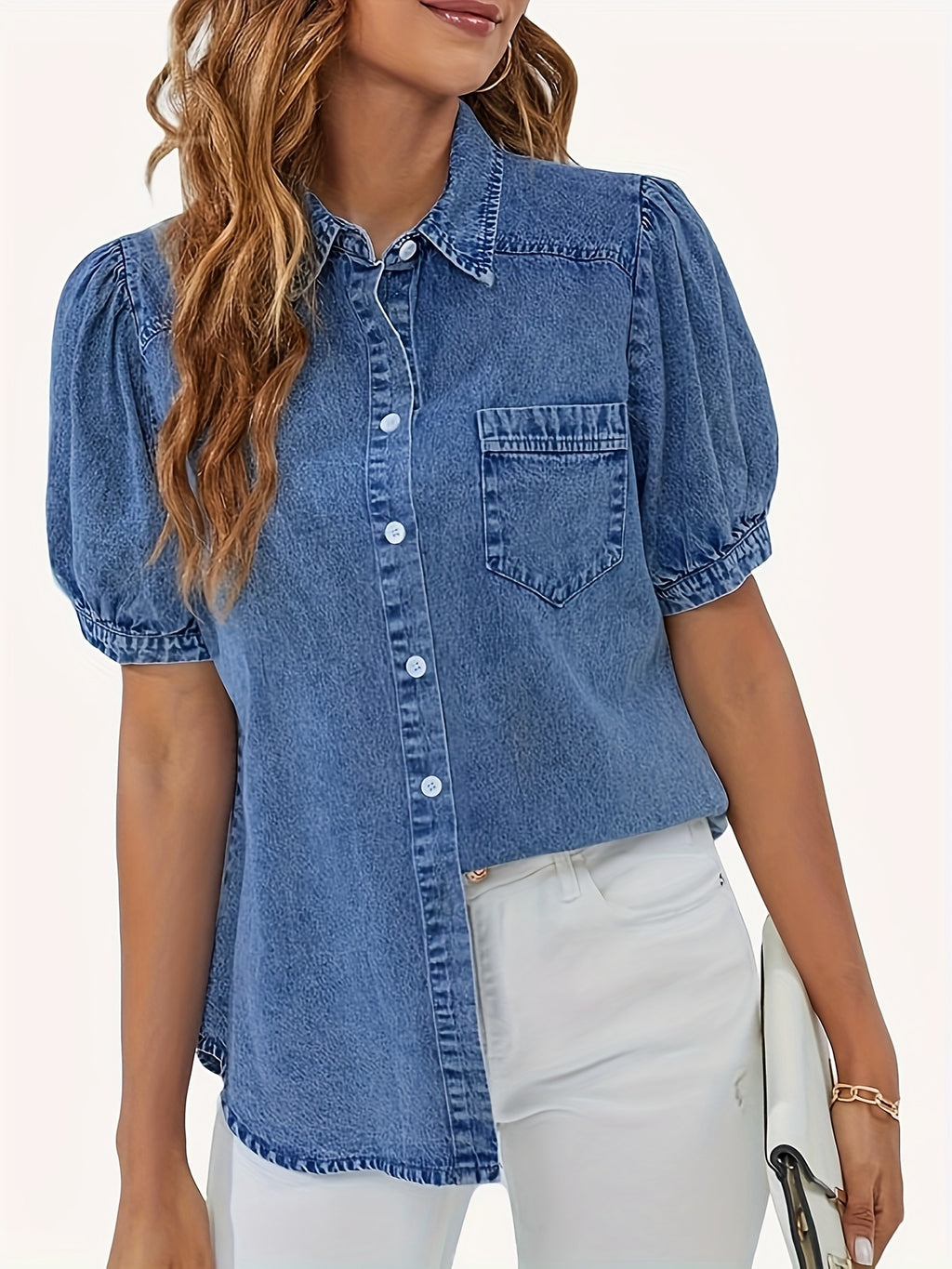 Chemise grande taille, col à revers, boutonnage, tenue franche — composition : 75% Coton, 23% Polyester, 2% Élasthanne