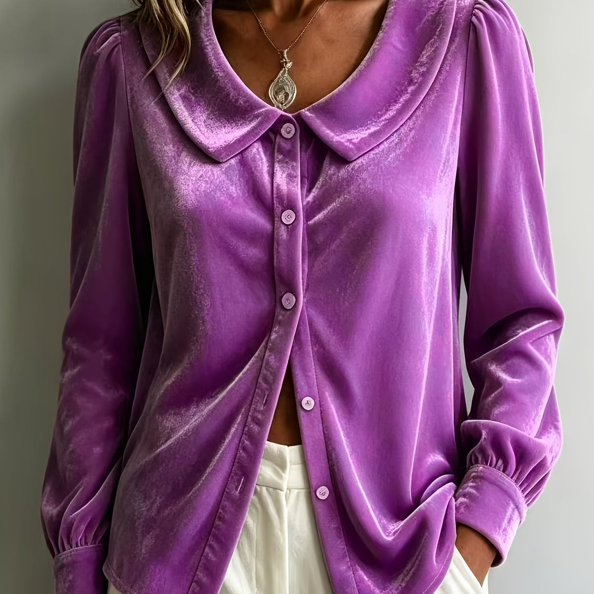 Caraco grande taille en velours, toucher profond — matière : polyester Image