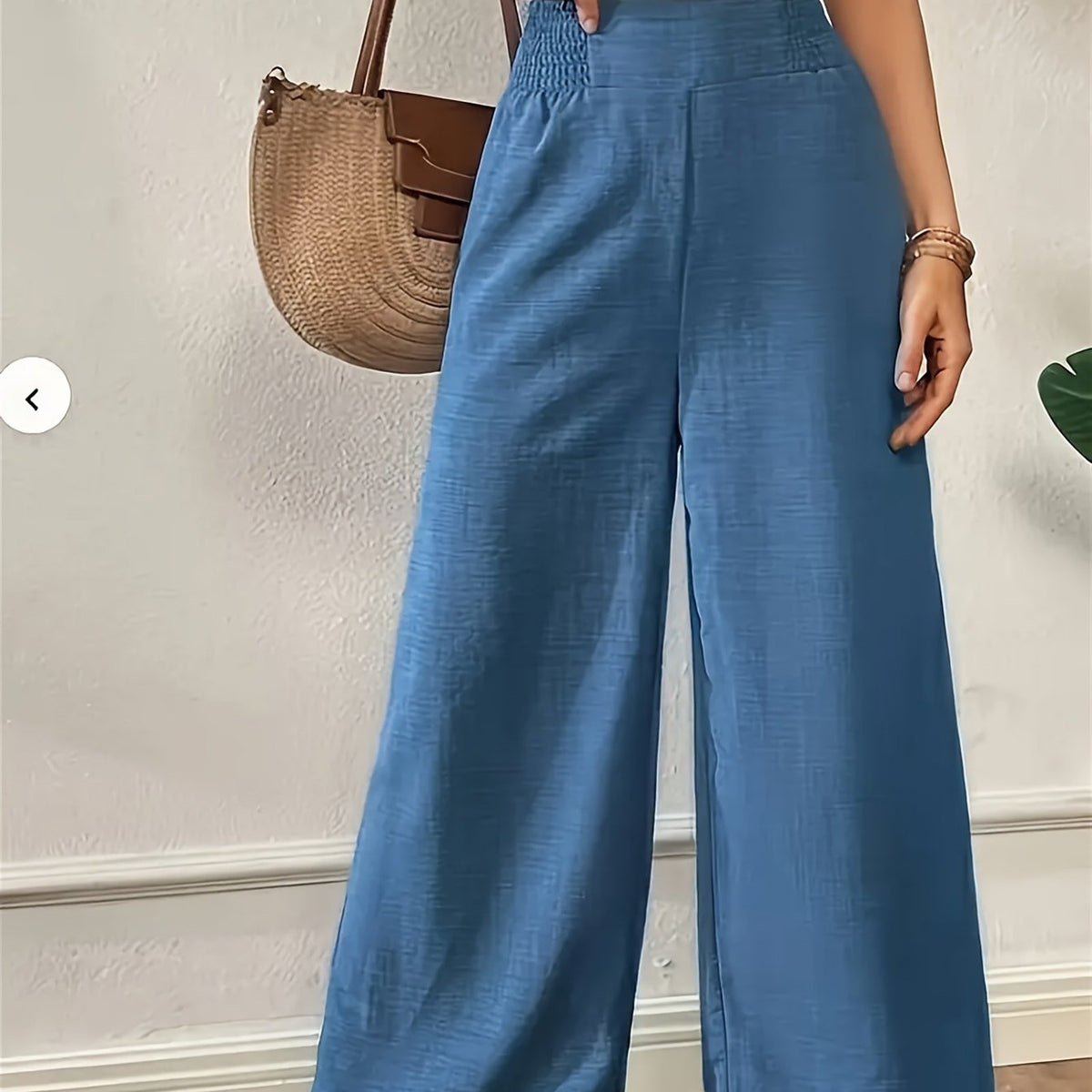 Pantalon grande taille, coupe évasée, toucher naturel, jambe large