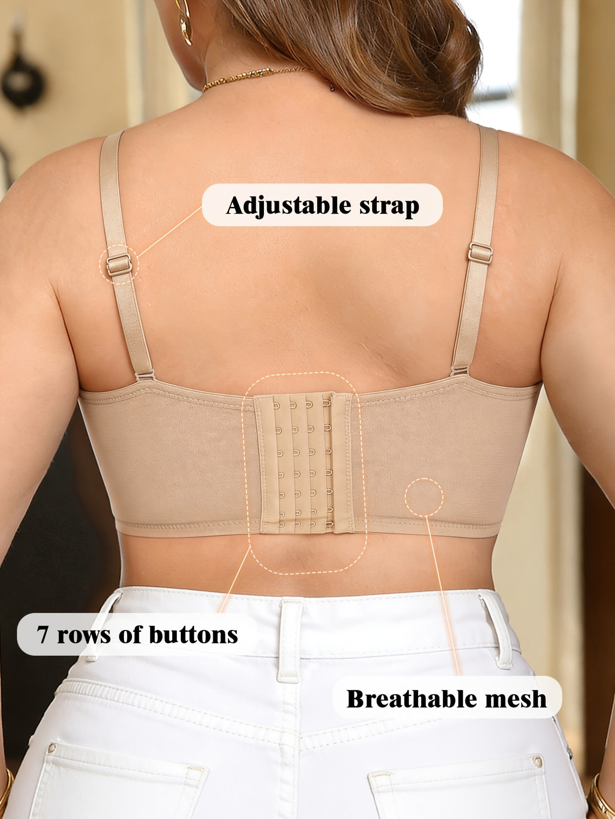 Soutien-gorge bustier grande taille, tulle à baleines