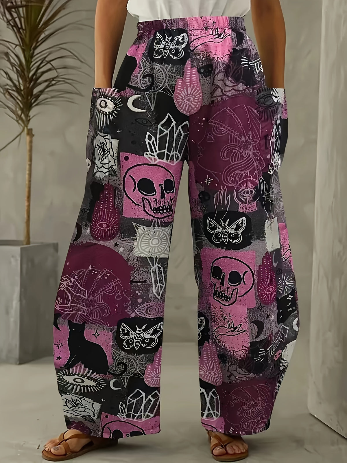 Pantalon grande taille, coupe évasée, jambe large, esprit décontracté
