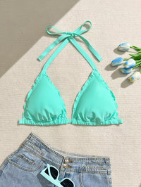 Haut de maillot de bain grande taille — Bord festonné pastel