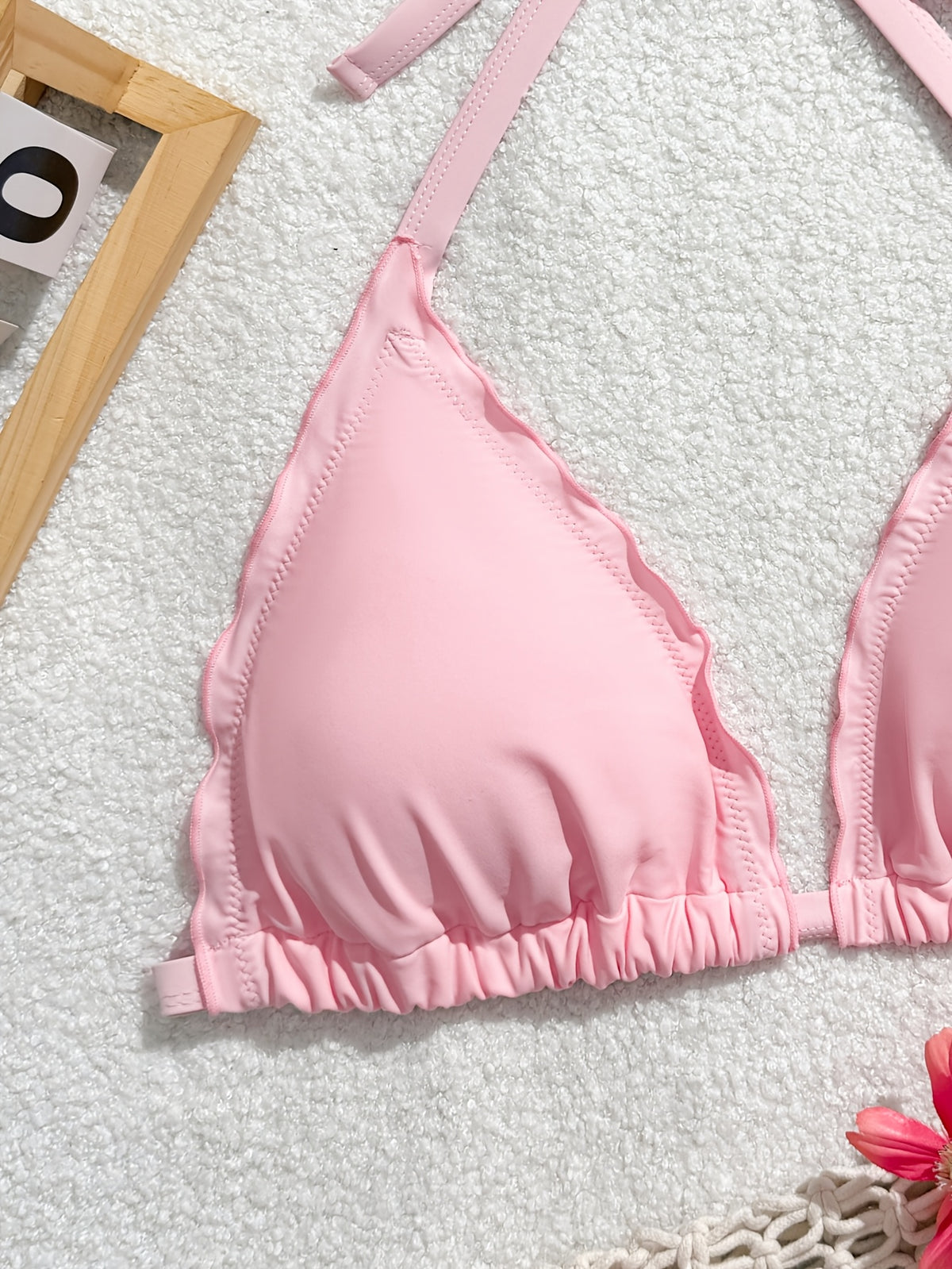 Haut de maillot de bain grande taille — Bord festonné pastel