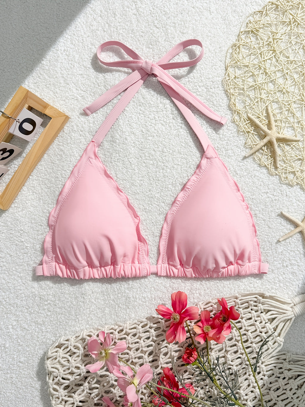 Haut de maillot de bain grande taille — Bord festonné pastel