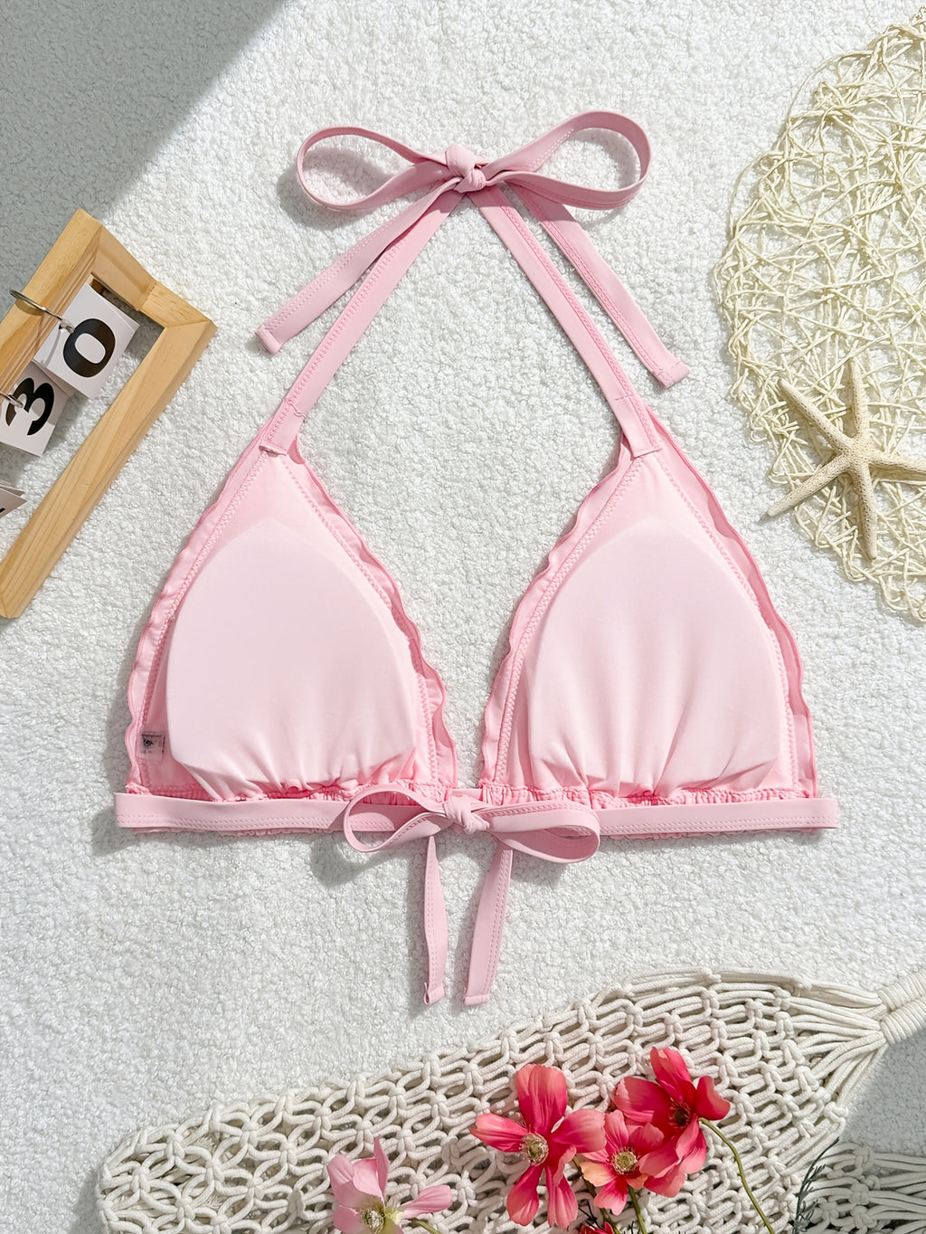 Haut de maillot de bain grande taille — Bord festonné pastel