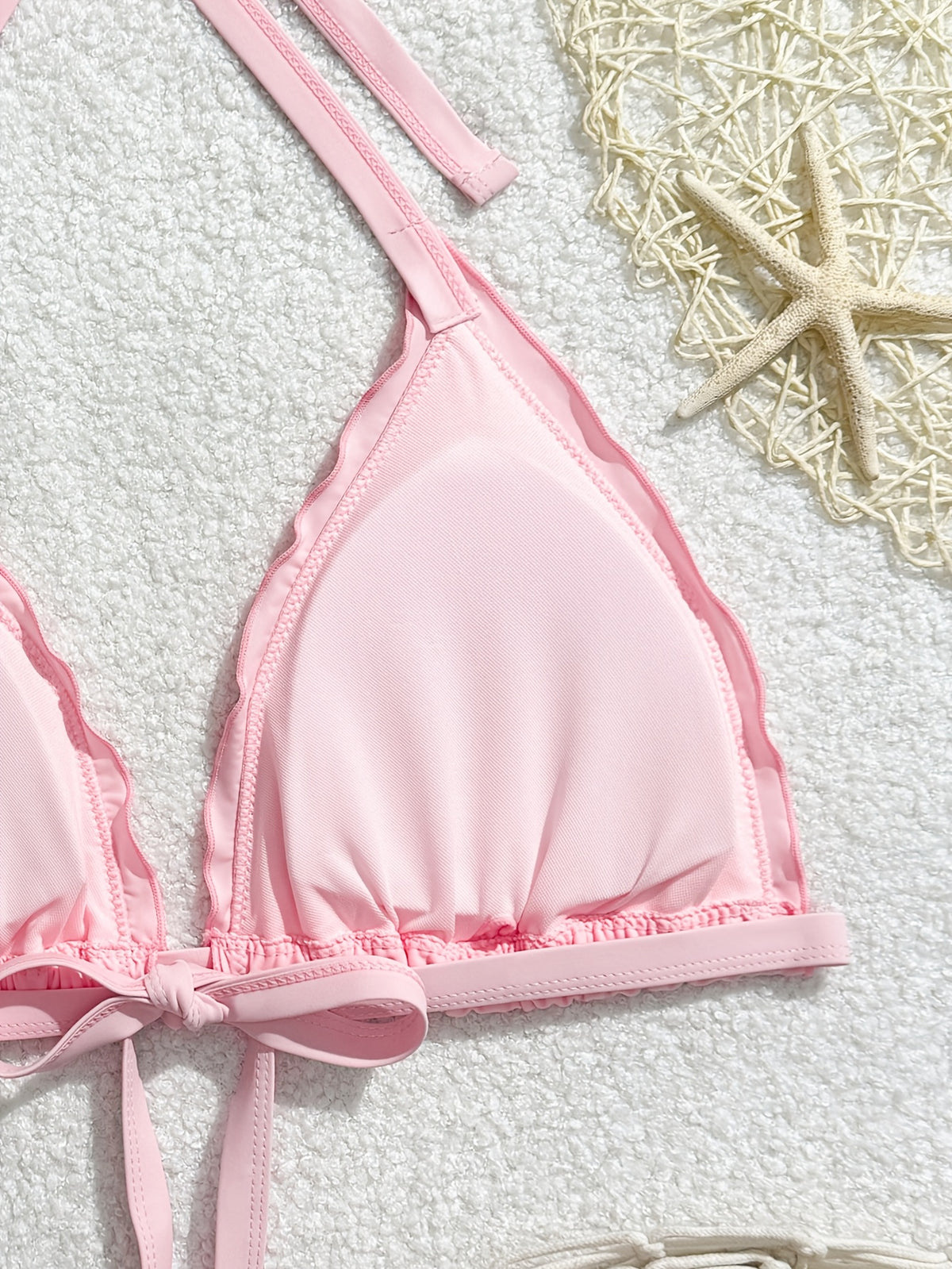 Haut de maillot de bain grande taille — Bord festonné pastel