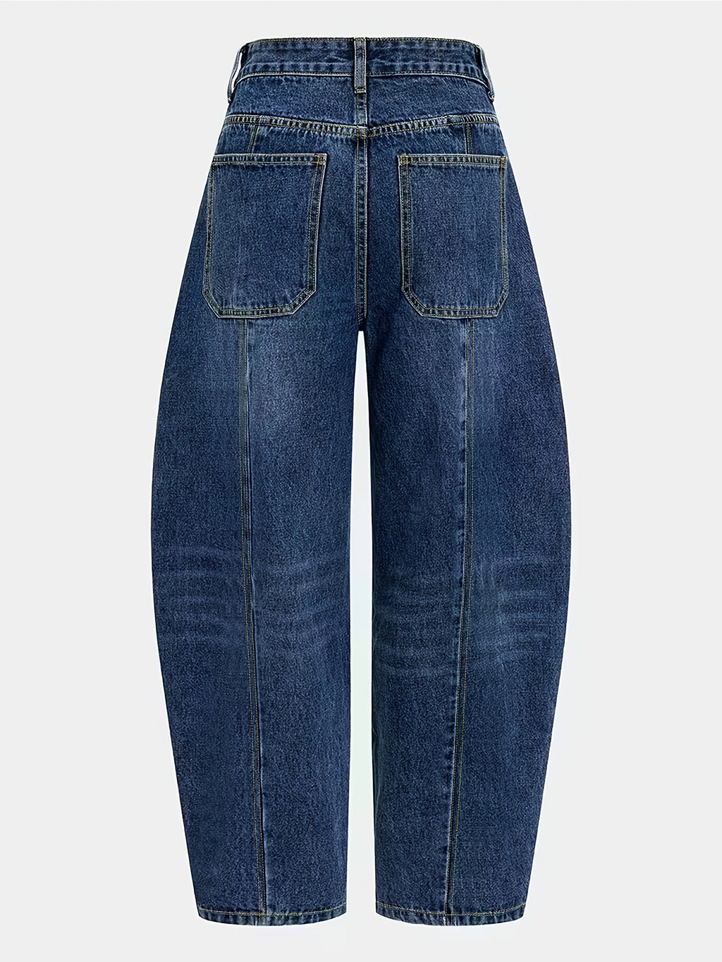Jean barrel grande taille — Patchwork de denim et ourlet arrondi