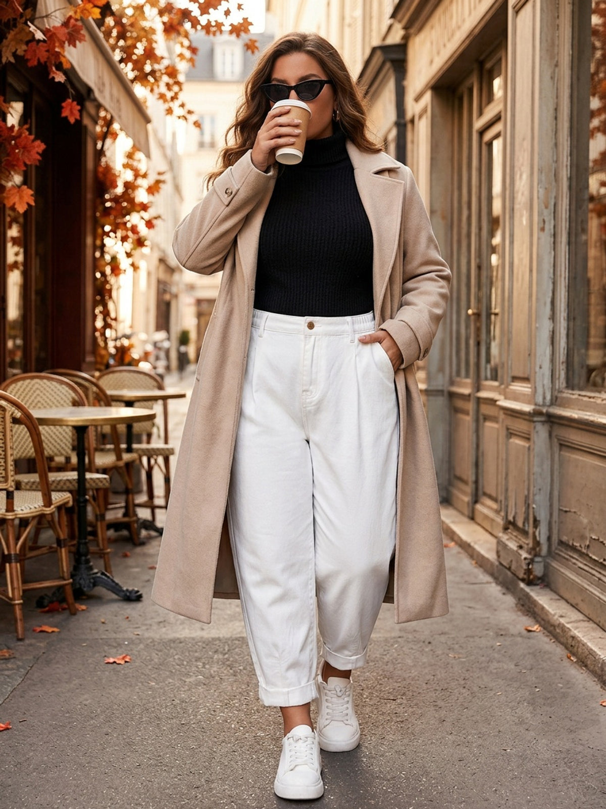 Jean blanc grande taille — Ligne barrel et pinces profondes