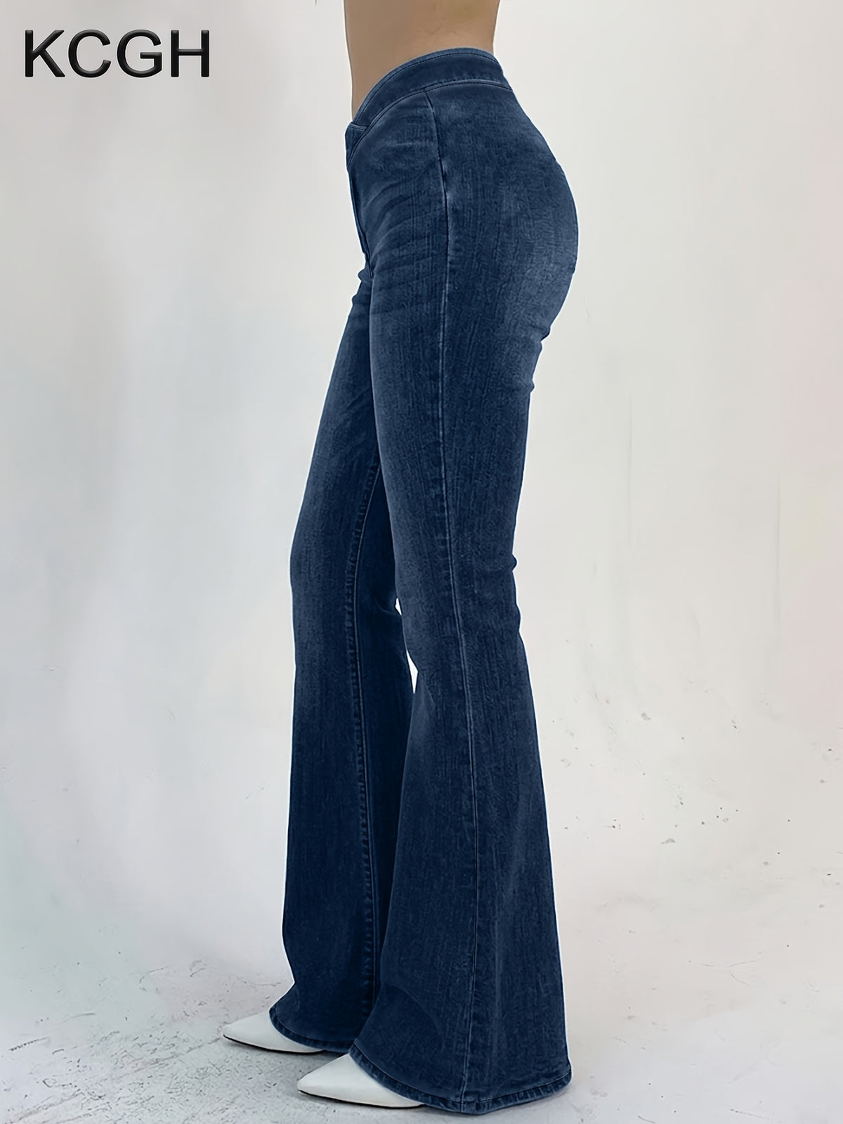 Jean évasé grande taille — Ceinture croisée, zip latéral