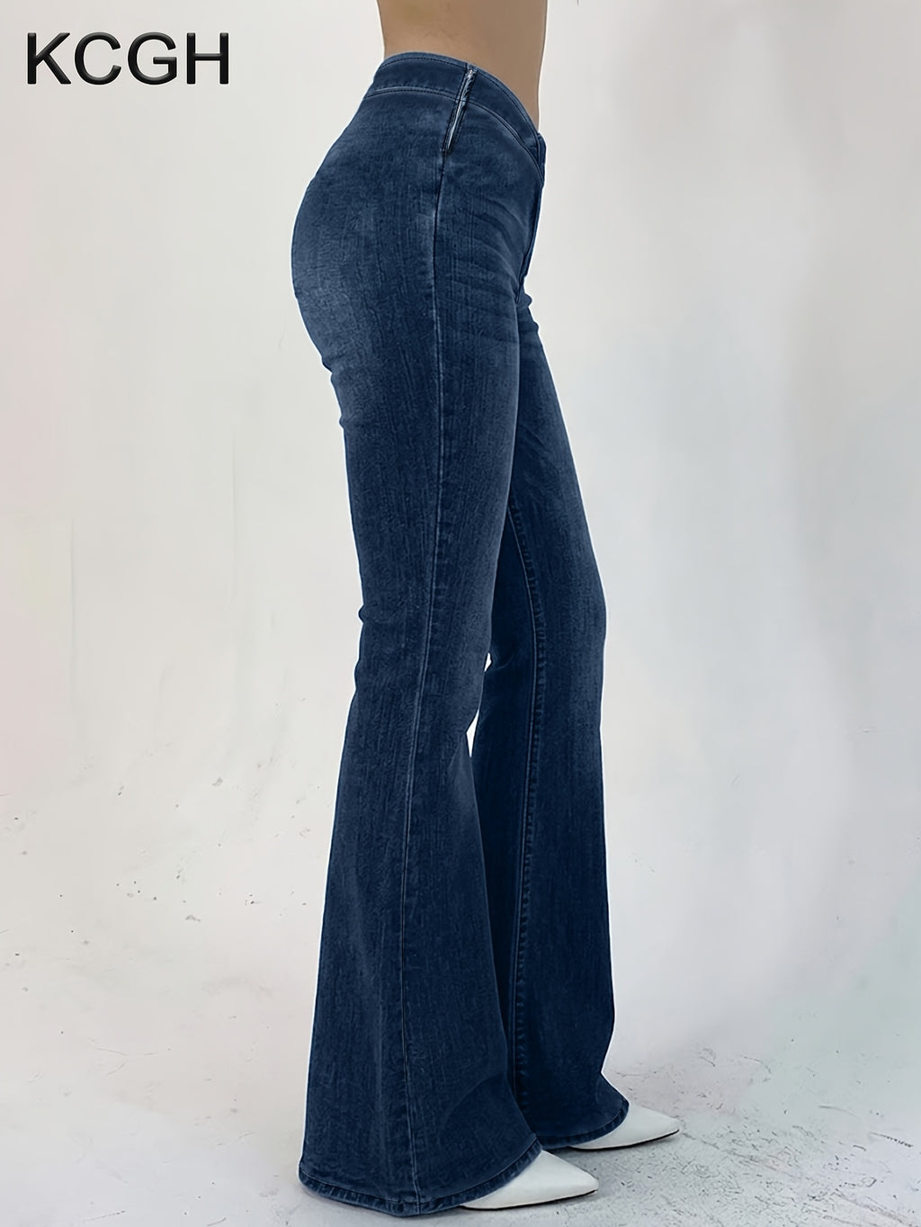 Jean évasé grande taille — Ceinture croisée, zip latéral