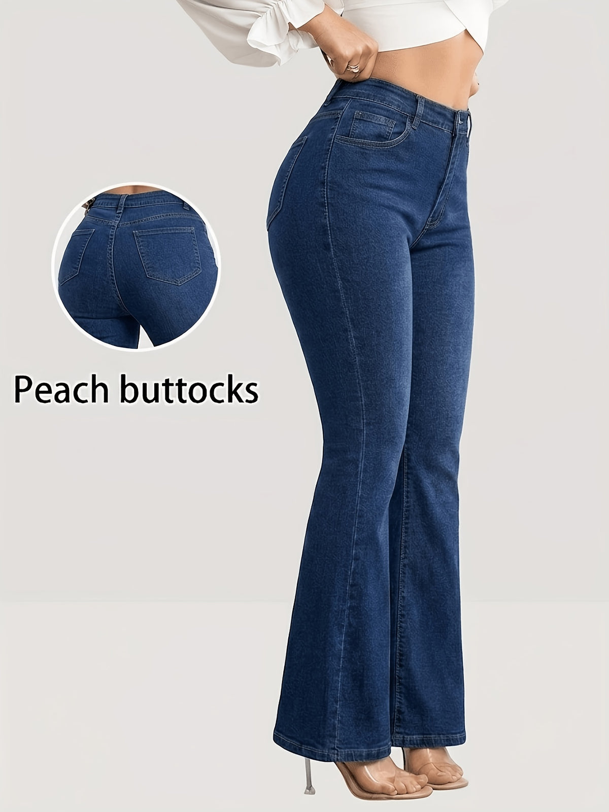Jean évasé grande taille — Poches en biais, deux indigos