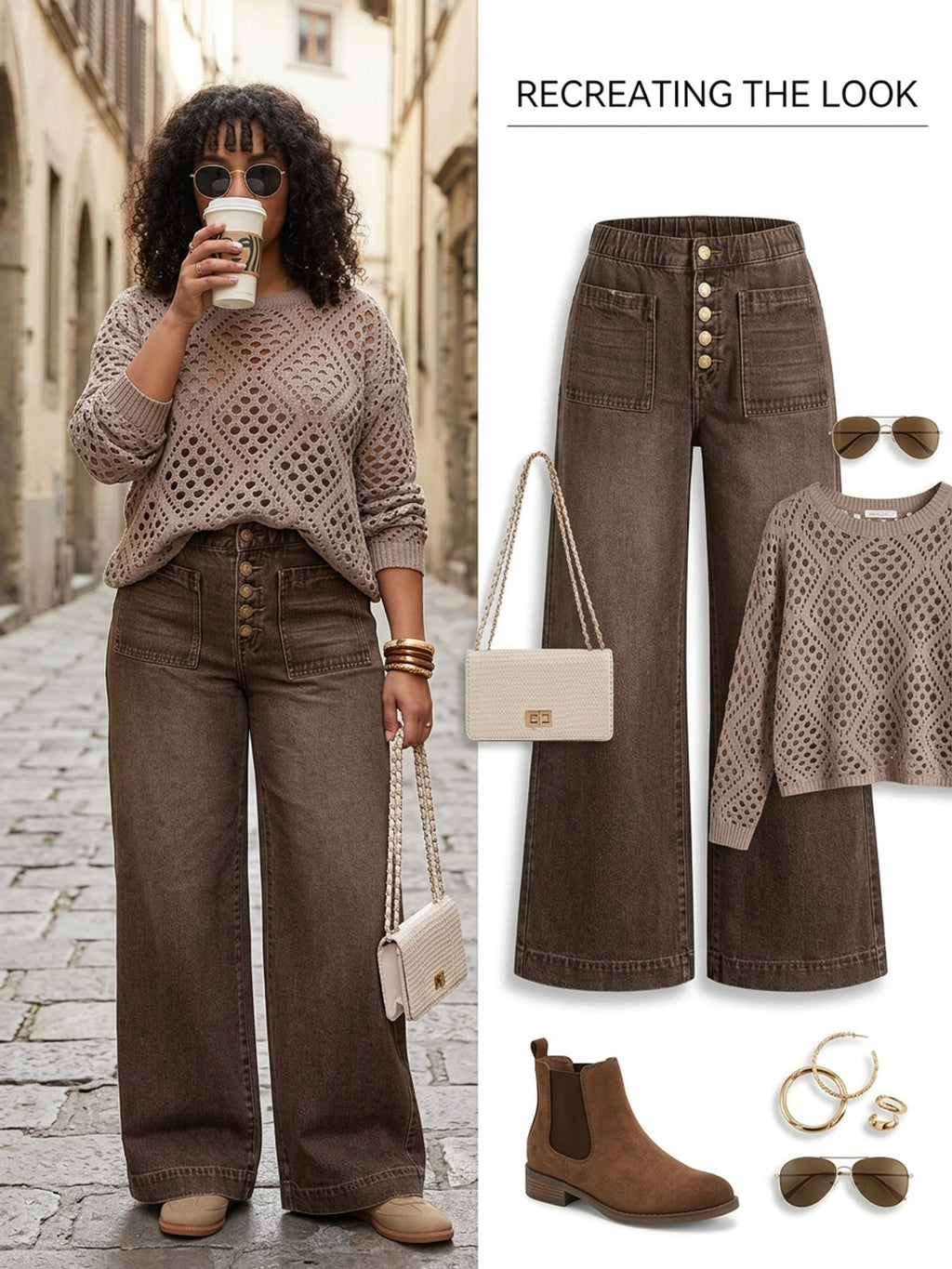 Jean grande taille, coupe oversize, délavage doux, tenue franche, porté de face