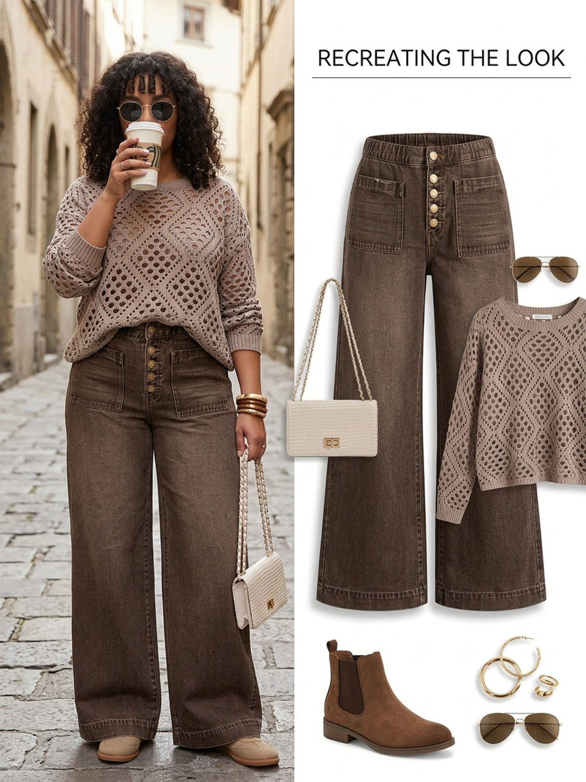 Jean grande taille, coupe oversize, délavage doux, tenue franche, porté de face