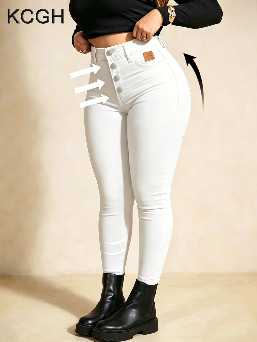 Jean grande taille, coupe oversize, poches plaquées, tenue franche — composition : 98% Coton, 2% Élasthanne